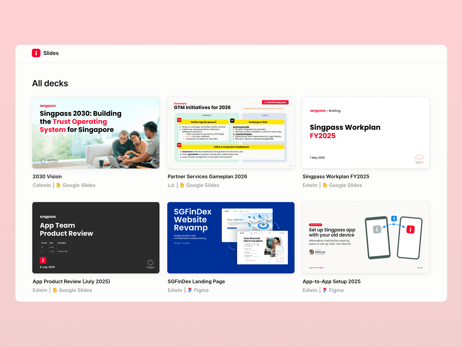 Collection of Singpass slide templates
