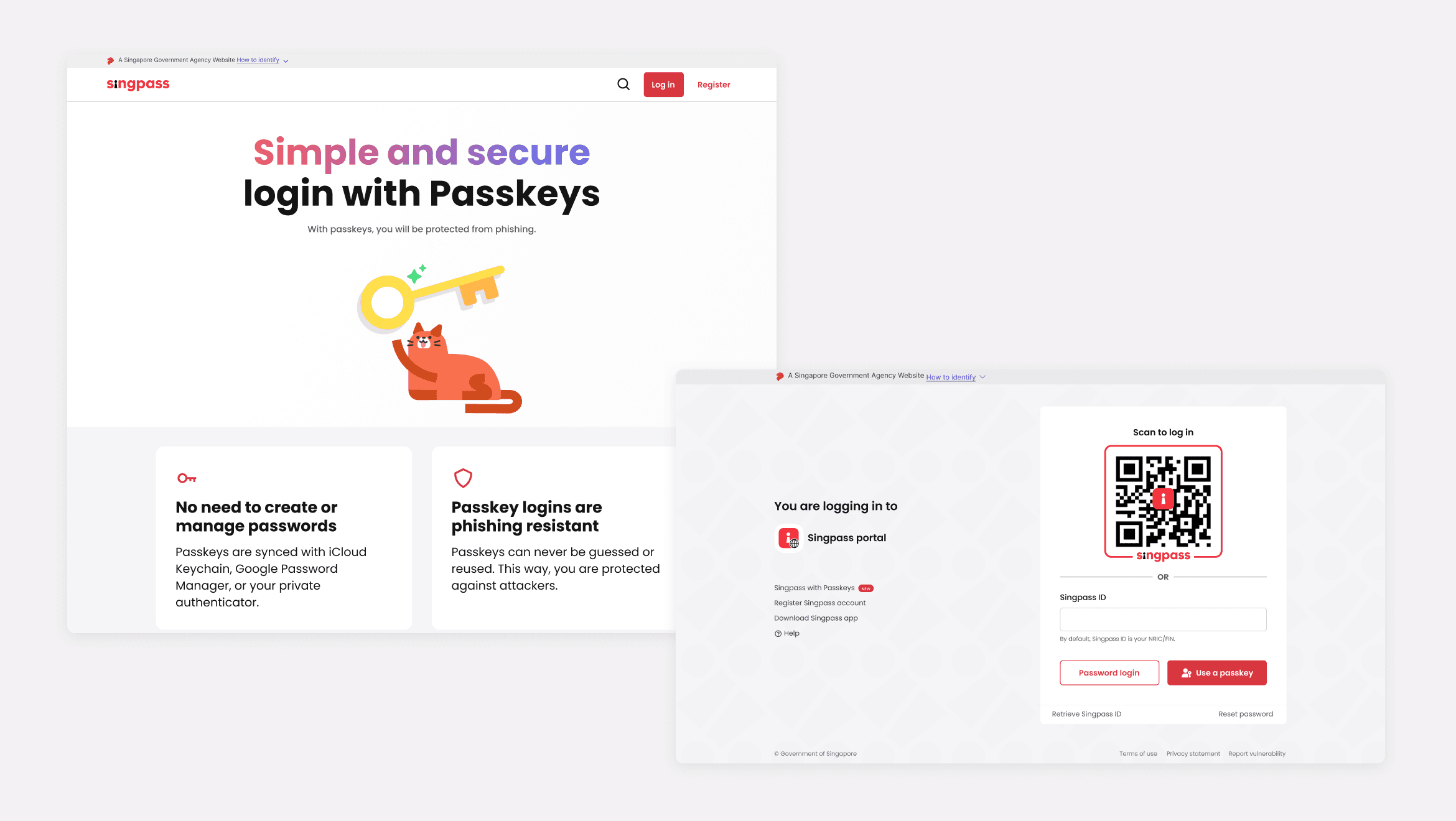 Passkeys landing page and new login page